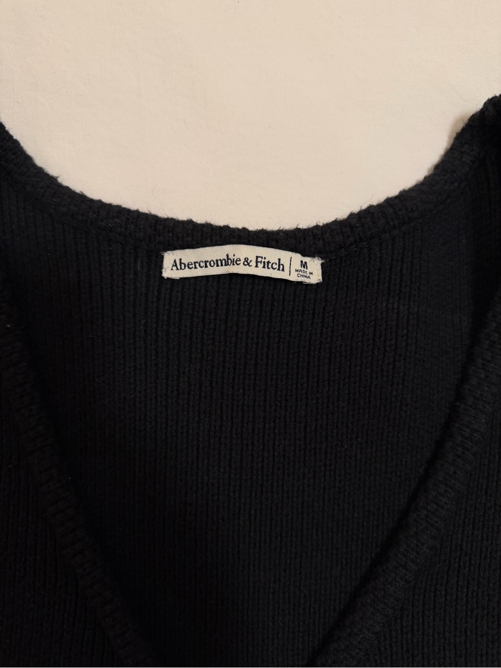 Abercrombie & Fitch Black V-Neck Button Vest with Gold Buttons - Picture 3 of 5